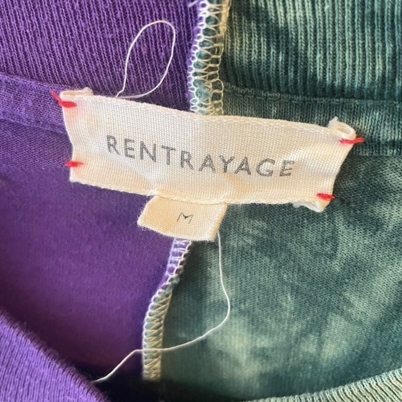 Rentrayage Vintage Tie Dye Split Tee Purple and Green Graphic T-Shirt - Picture 2 of 5